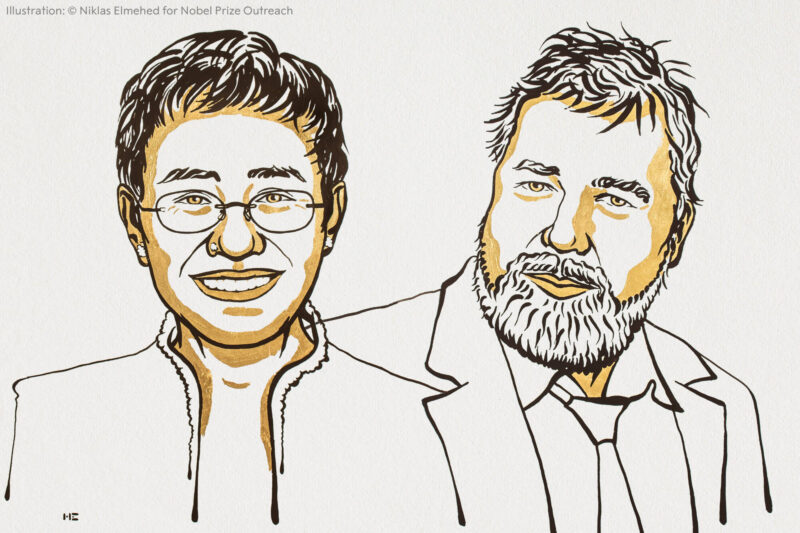 Der Friedensnobelpreis geht an zwei Journalisten aus Russland und den Philippinen